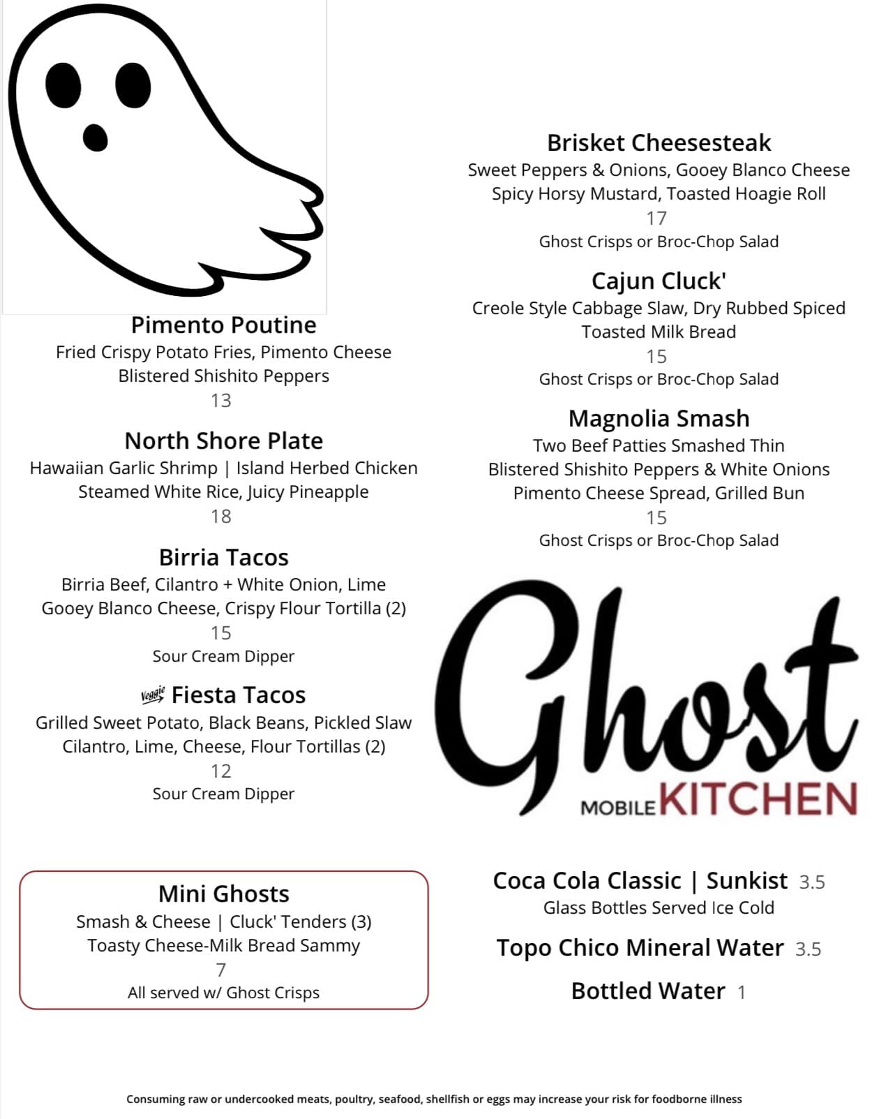 Ghost Mobile Kitchen menu